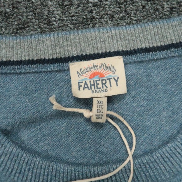 Faherty Sweater Mens XXL Blue Mountain Crew Pullover Jumper 2XL‎ - Picture 3 of 9